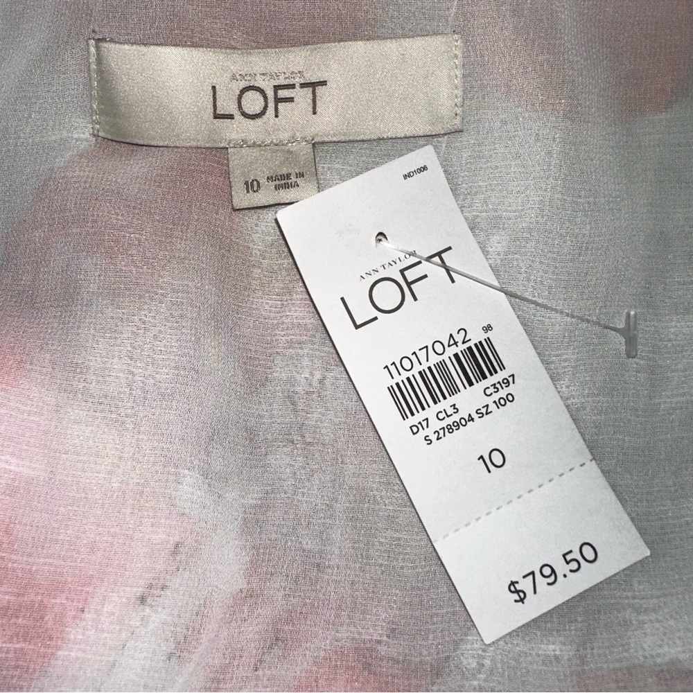NEW Loft Ann Taylor Linen Watercolor Hibiscus Floral Dress size 10 - Picture 9 of 12